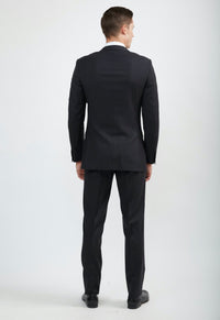 Thumbnail for Luxurious 100% Super Fine Italian Wool Charcoal Grey Suit - Tomasso Black