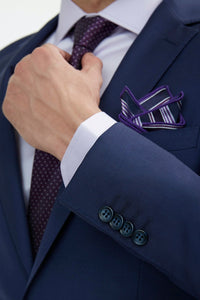 Thumbnail for Luxurious 100% Super Fine Wool Italian Cut Beautiful Blue Suit for Men - Tomasso Black