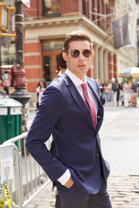 Thumbnail for Luxurious 100% Super Fine Wool Italian Cut Beautiful Blue Suit for Men - Tomasso Black