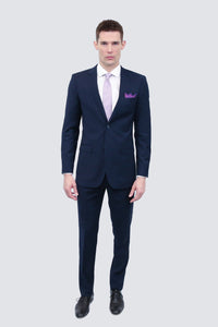 Thumbnail for Tailor's Stretch Blend Suit | Navy Blue Modern or Slim Fit - Tomasso Black