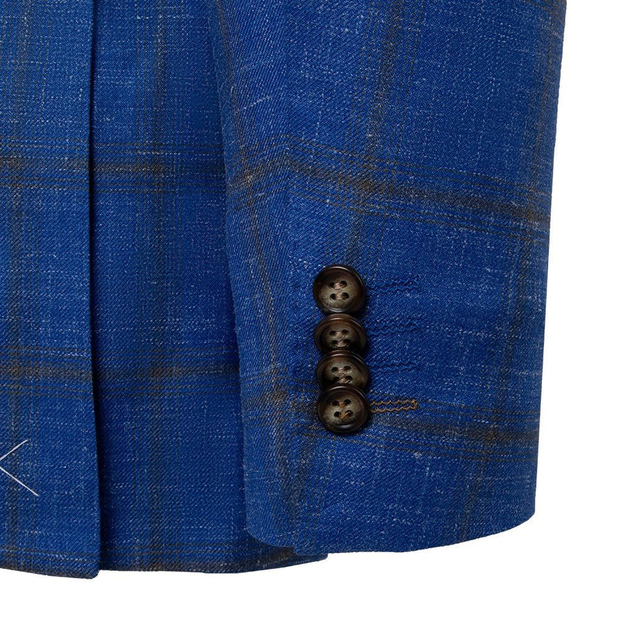 Blue Melange Sport Coat Slim Fit - Drago Fabric - Tomasso Black