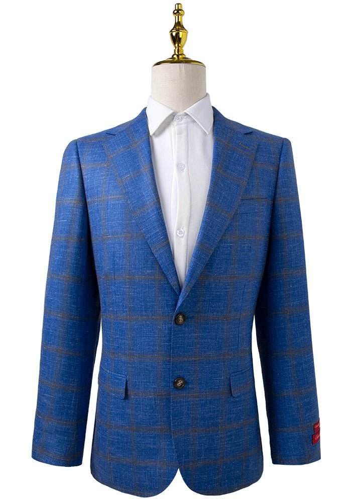 Blue Melange Sport Coat Slim Fit - Drago Fabric - Tomasso Black