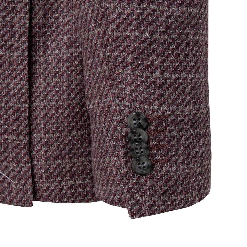 Burgundy Tweed Sport Coat Slim Fit - Tomasso Black
