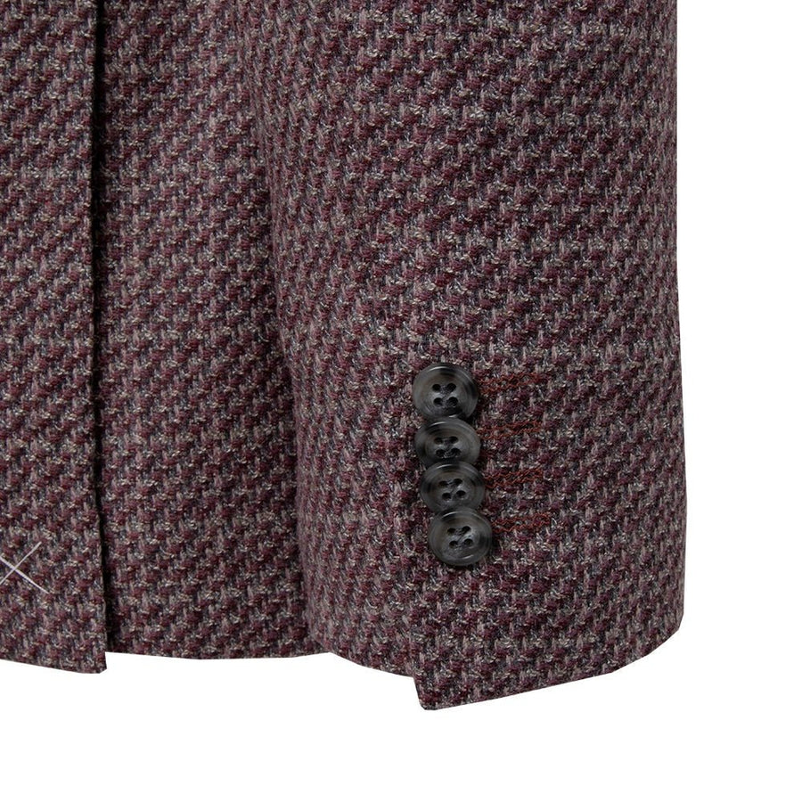 Burgundy Tweed Sport Coat Slim Fit - Tomasso Black