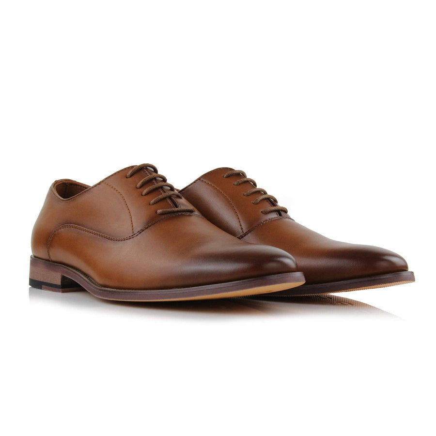 Classic Cognac Light Brown Men's Oxford Shoes - Tomasso Black