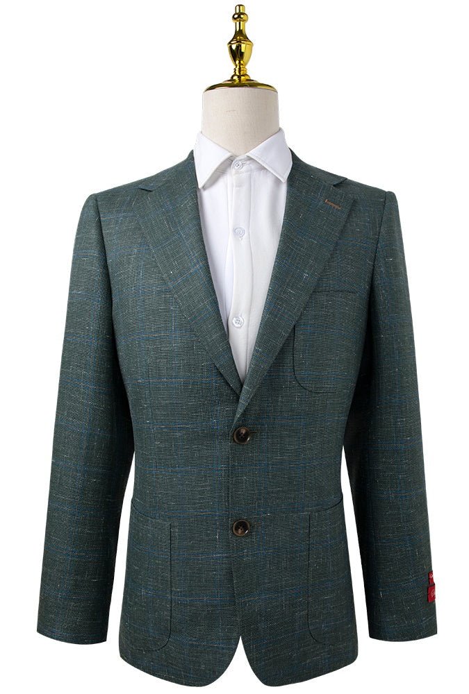 Green Check Sport Coat Slim Fit - Tomasso Black