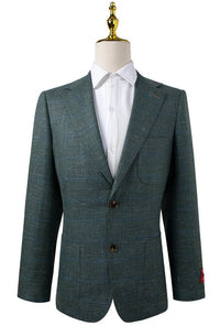 Thumbnail for Green Check Sport Coat Slim Fit - Tomasso Black