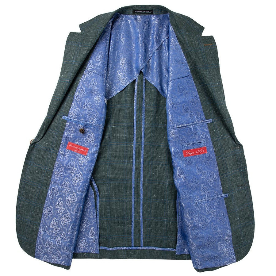 Green Check Sport Coat Slim Fit - Tomasso Black