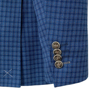 Thumbnail for Light Blue Box Check Sport Coat Slim Fit - Vitale Barberis Fabric - Tomasso Black