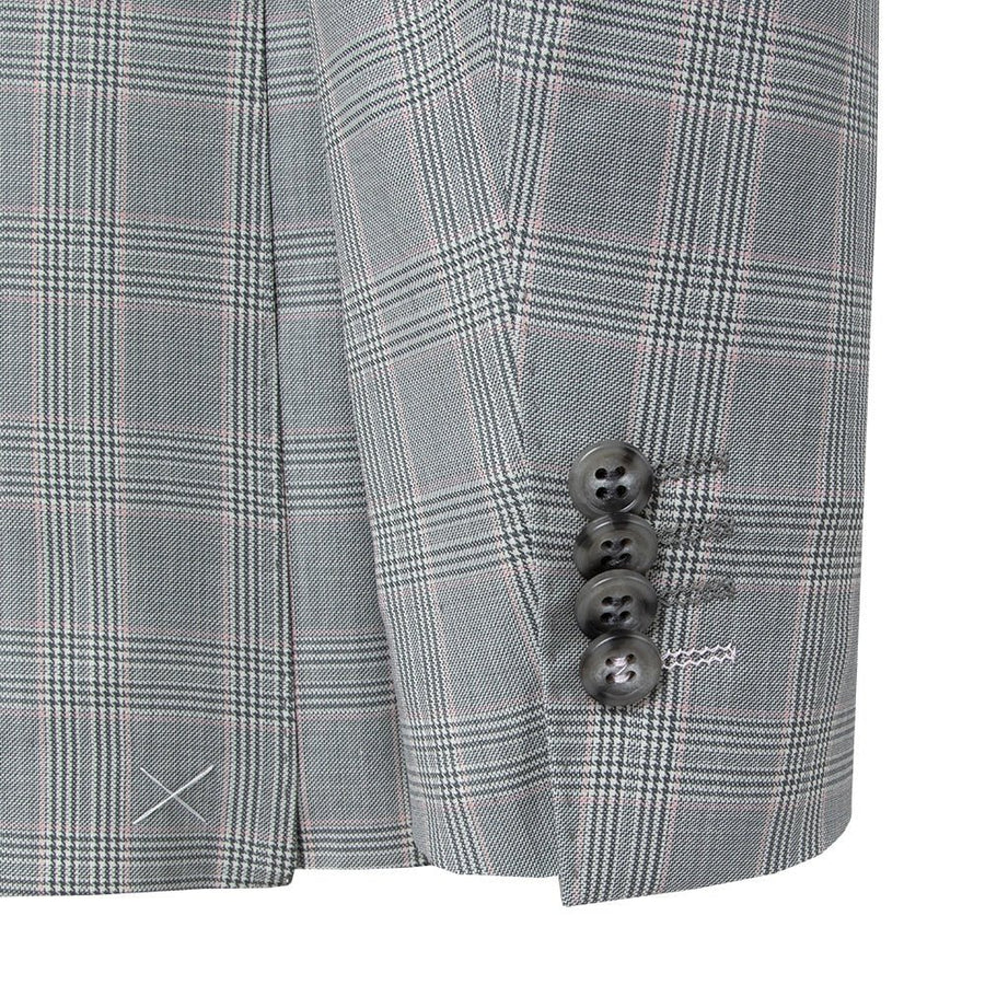 Light Grey and Pink Check Sport Coat Slim Fit - Tomasso Black