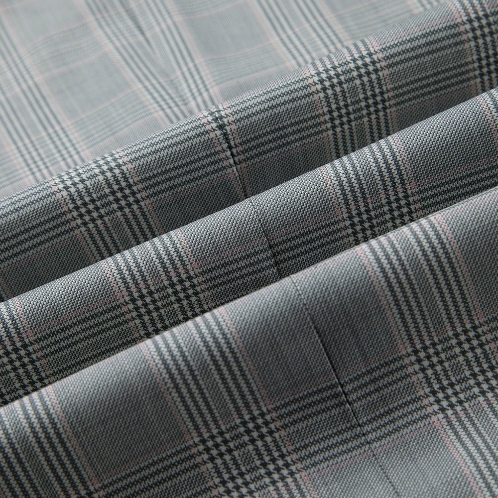 Light Grey and Pink Check Sport Coat Slim Fit - Tomasso Black