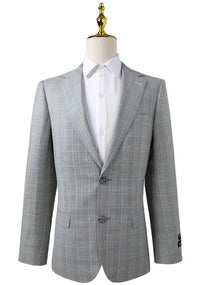 Thumbnail for Light Grey and Pink Check Sport Coat Slim Fit - Tomasso Black
