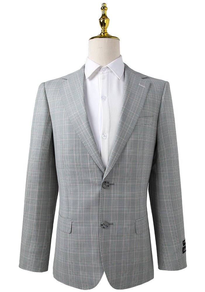 Light Grey and Pink Check Sport Coat Slim Fit - Tomasso Black
