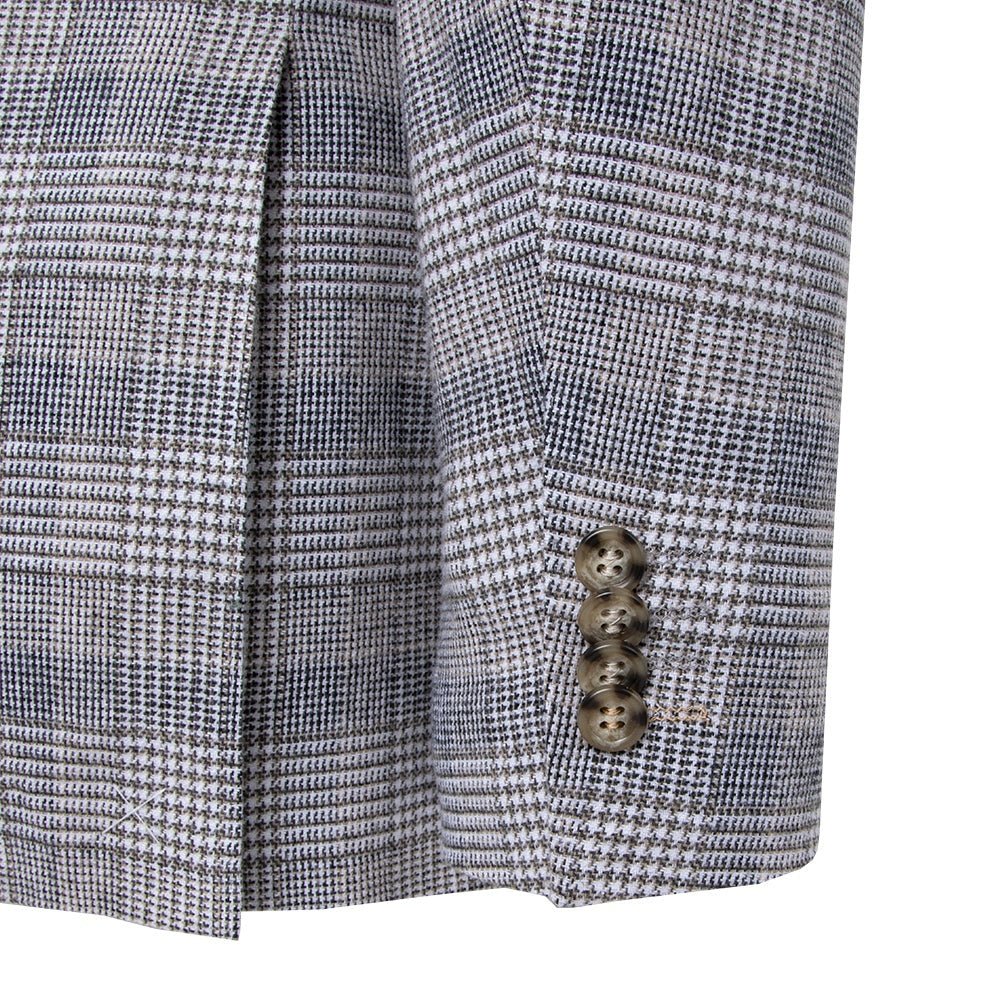 Light Grey Glen Plaid Sport Coat Slim Fit - Tomasso Black