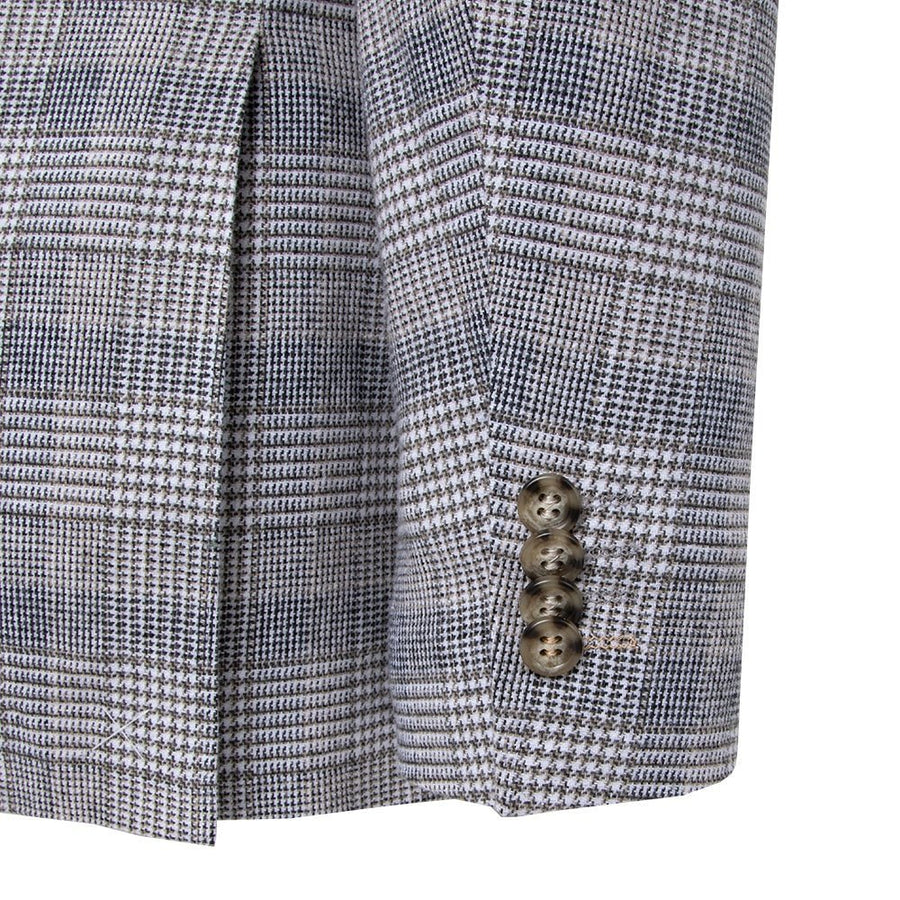 Light Grey Glen Plaid Sport Coat Slim Fit - Tomasso Black