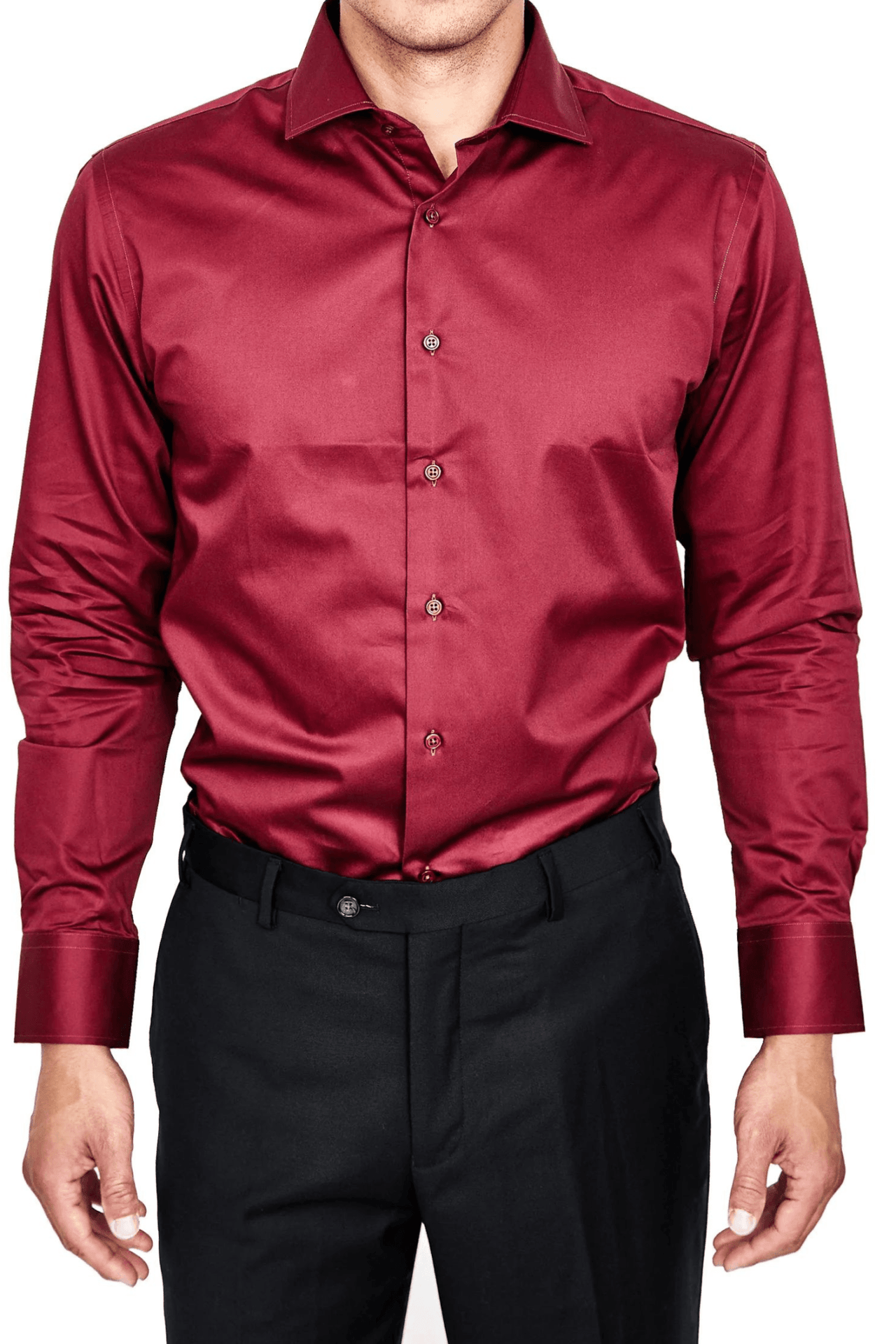 100% Cotton Burgundy Shirt - Tomasso Black