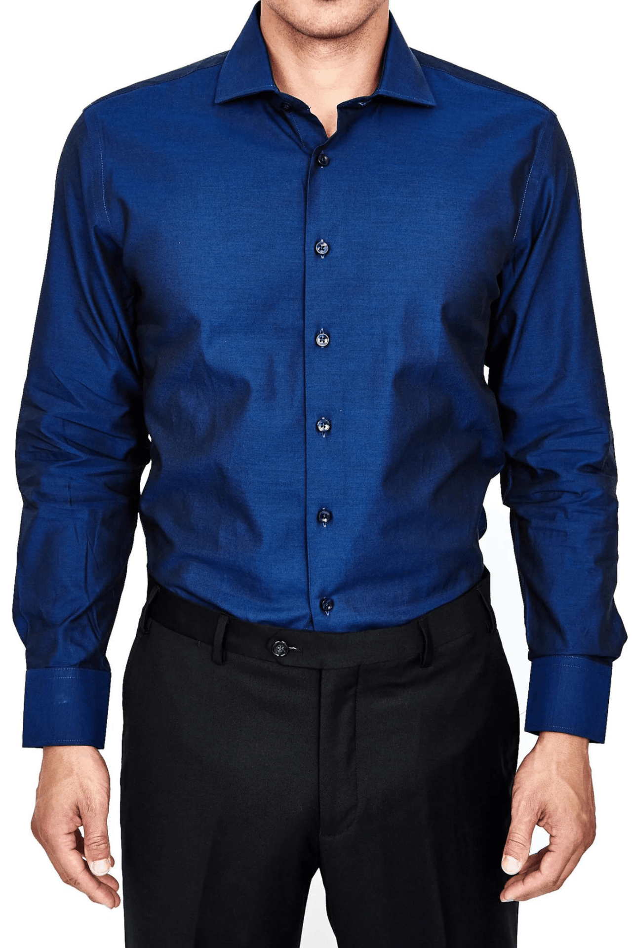 100% Cotton Dark Blue Shirt - Tomasso Black