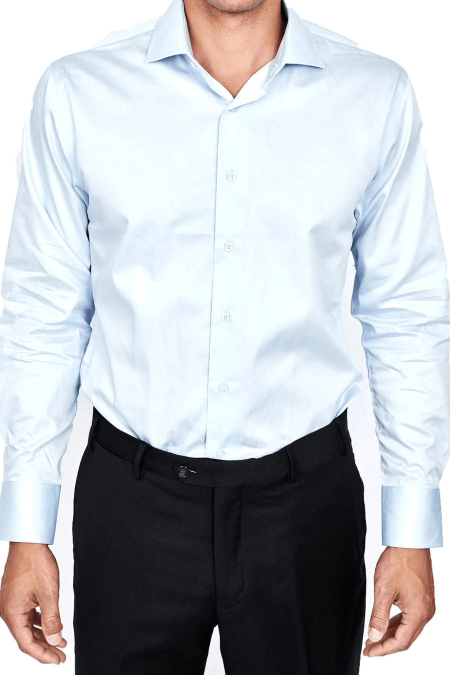 100% Light Blue Shirt - Tomasso Black