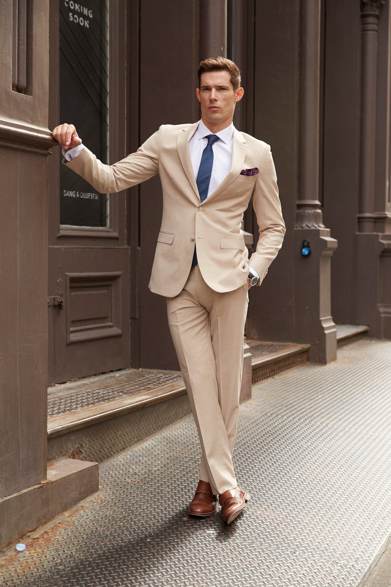 Men 2 piece beige Suit men Wedding Suit Groom Wear Suits groomsmen Suit  Mens suits | Mannenoutfit, Beige pakken, Bruidegom pak
