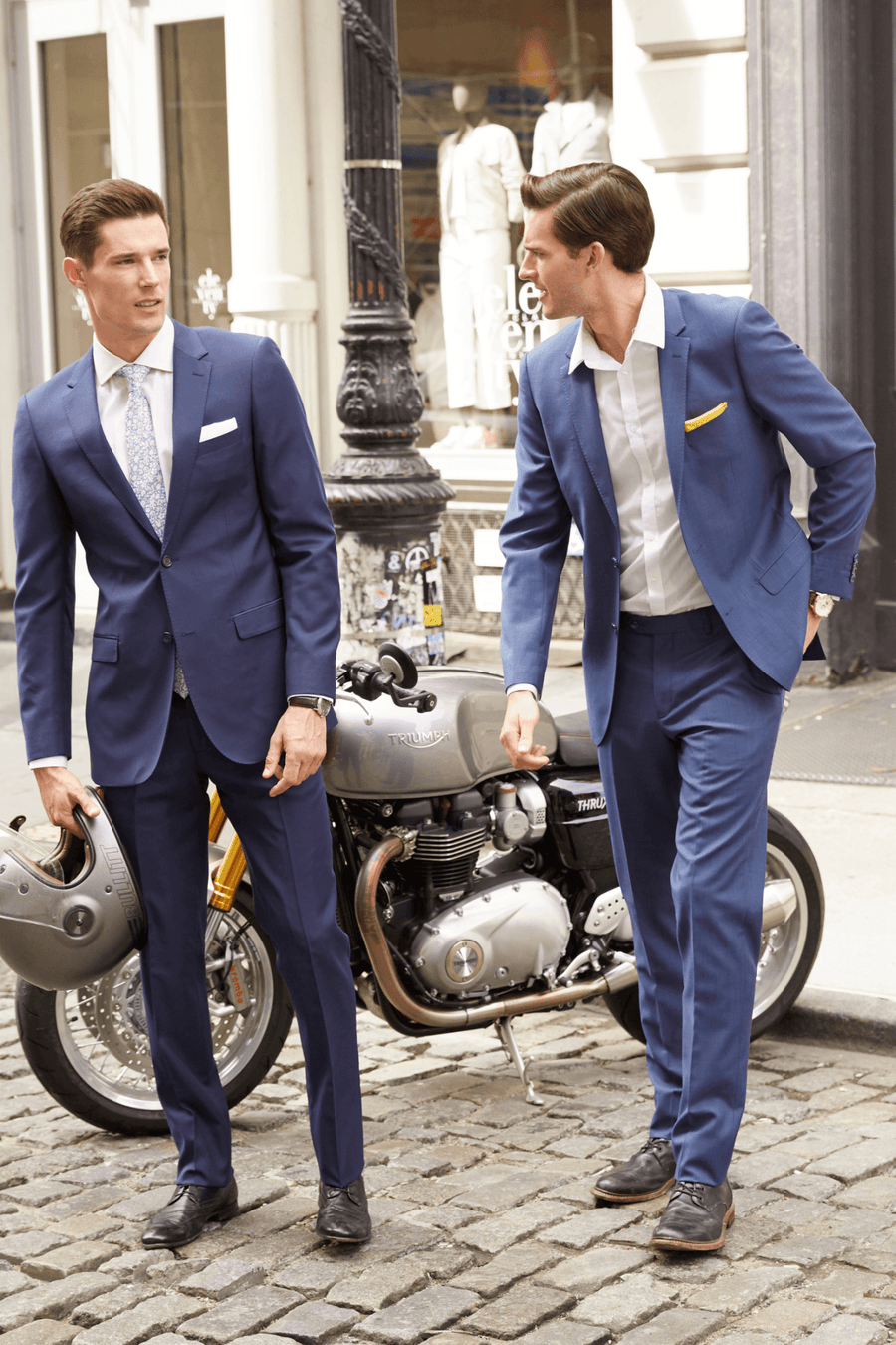 100% Merino Wool Royal Blue Pants - Tomasso Black