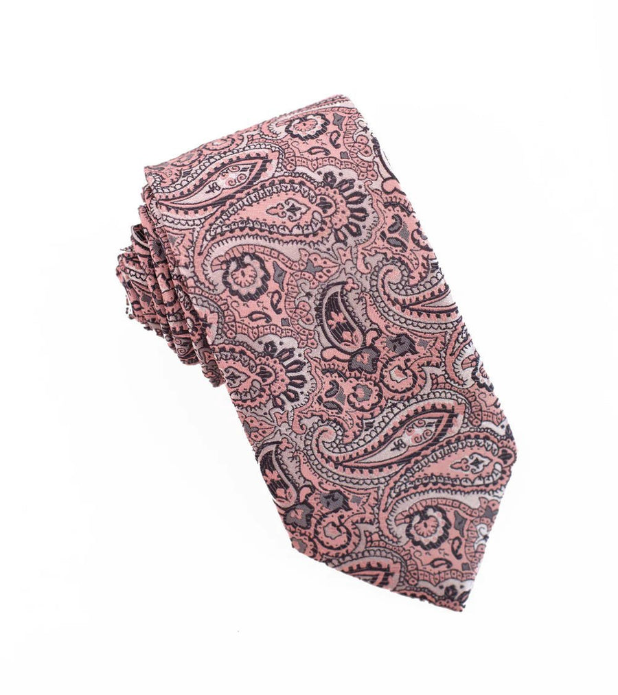 100% Woven Silk Bold Pink Paisley - Tomasso Black