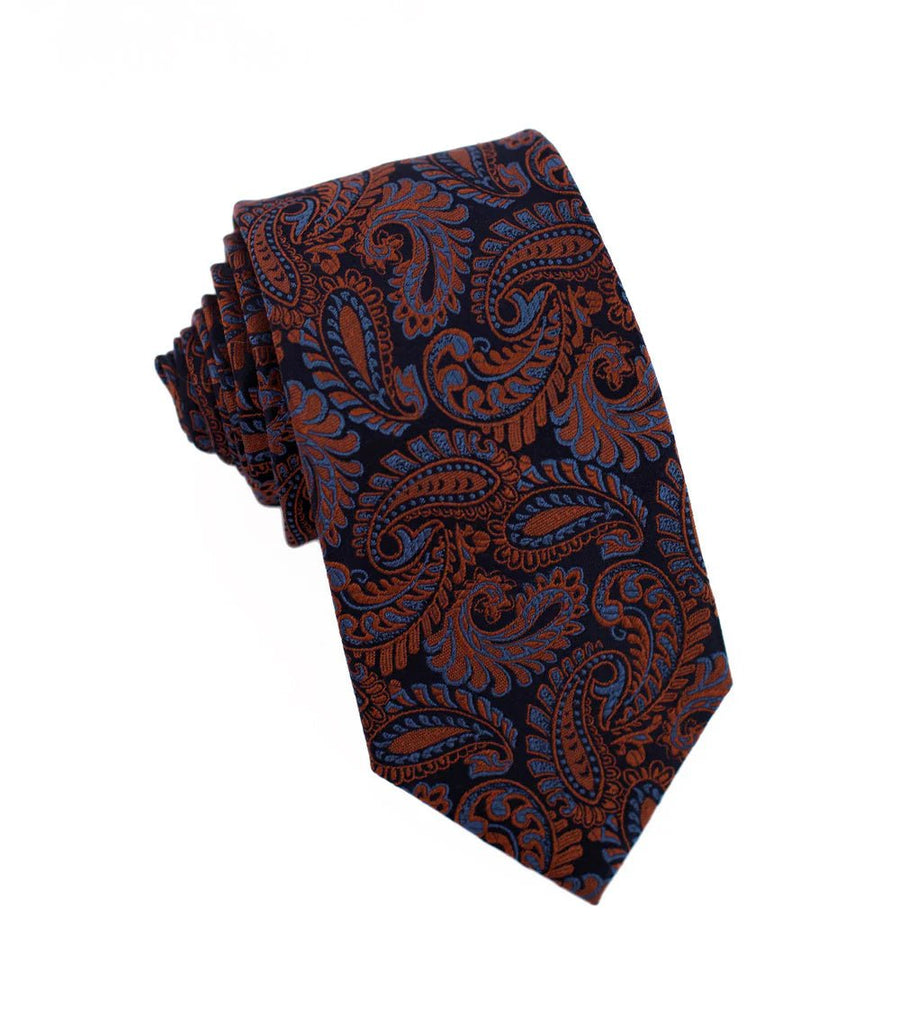 100% Woven Silk Bronze Multi Paisley - Tomasso Black