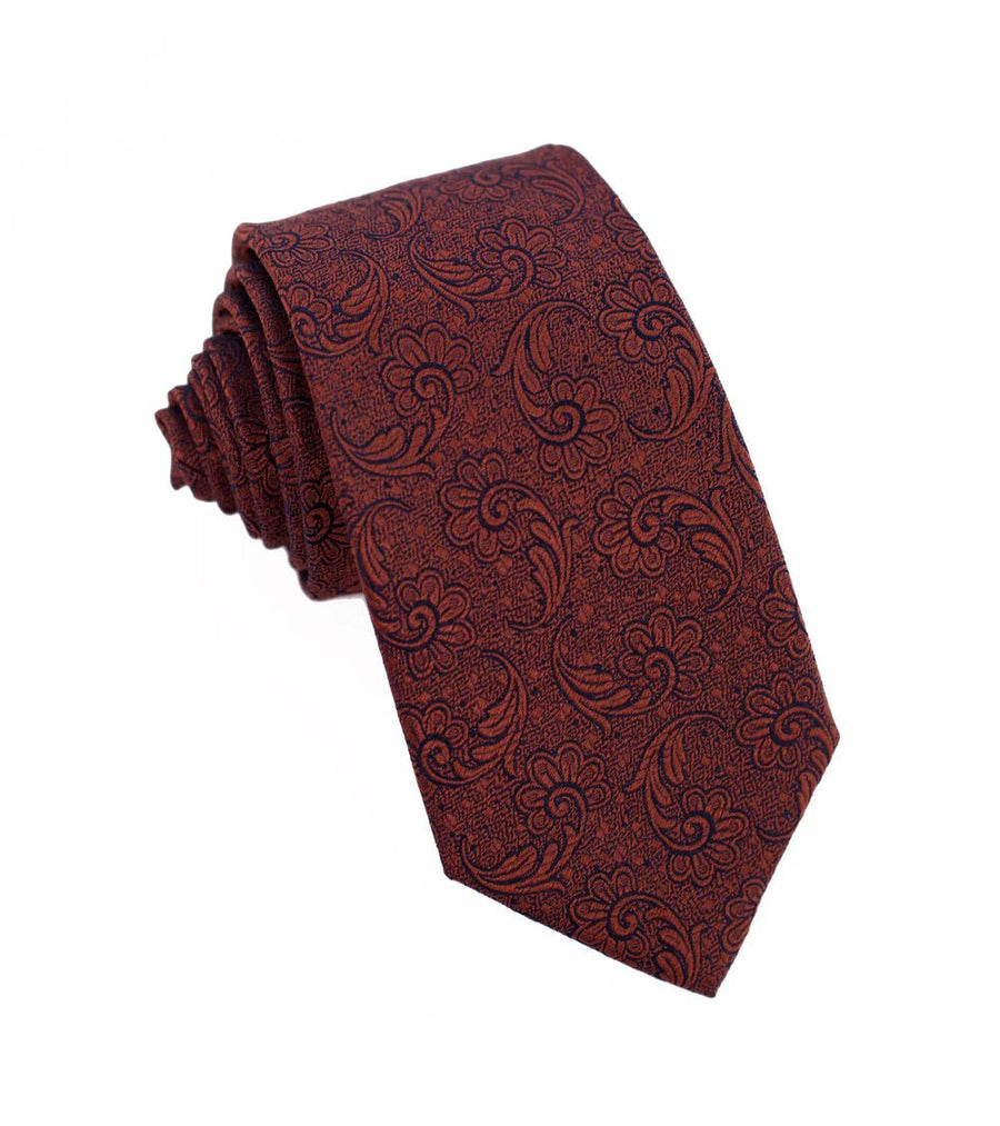 100% Woven Silk Bronze Paisley - Tomasso Black