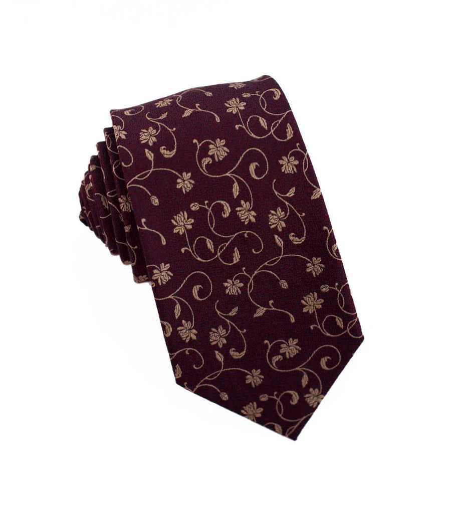 100% Woven Silk Burgundy Vine - Tomasso Black