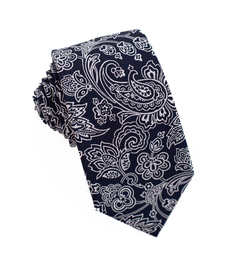 100% Woven Silk Contrast Paisley - Tomasso Black