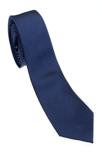 Thumbnail for 100% Woven Silk Dark Blue Tie - Tomasso Black
