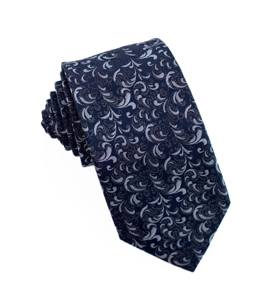 100% Woven Silk Dark Brush Pattern - Tomasso Black