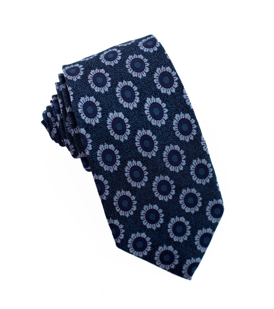 100% Woven Silk Deep Blue Oval - Tomasso Black
