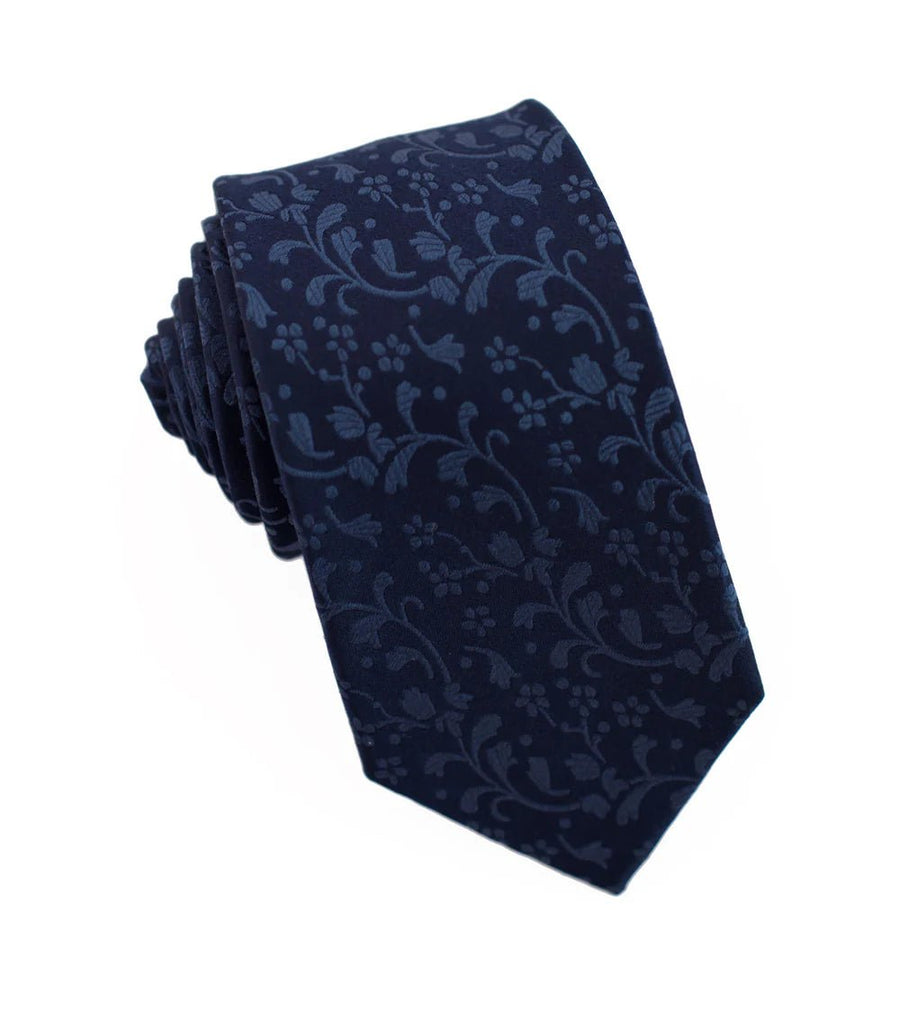 100% Woven Silk Deep Blue Vine - Tomasso Black