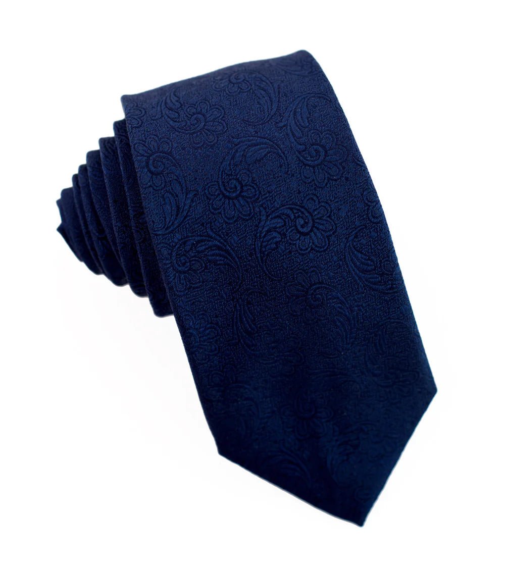 100% Woven Silk Deepest Blue Paisley - Tomasso Black