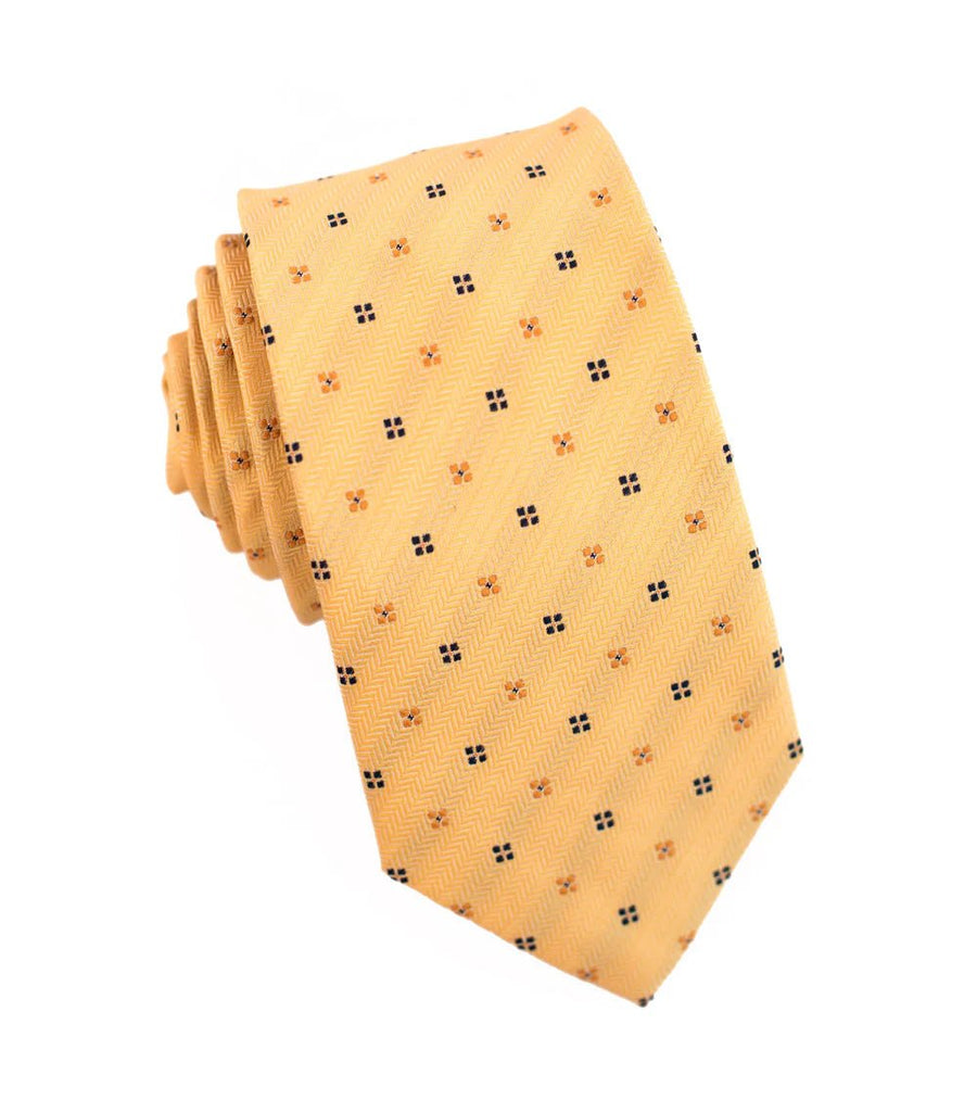 100% Woven Silk Tie Gold Pattern - Tomasso Black