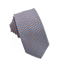Thumbnail for 100% Woven Silk Tie Light Blue Round Pattern - Tomasso Black