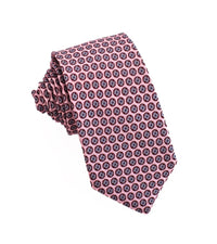 Thumbnail for 100% Woven Silk Tie Pink Round Pattern - Tomasso Black
