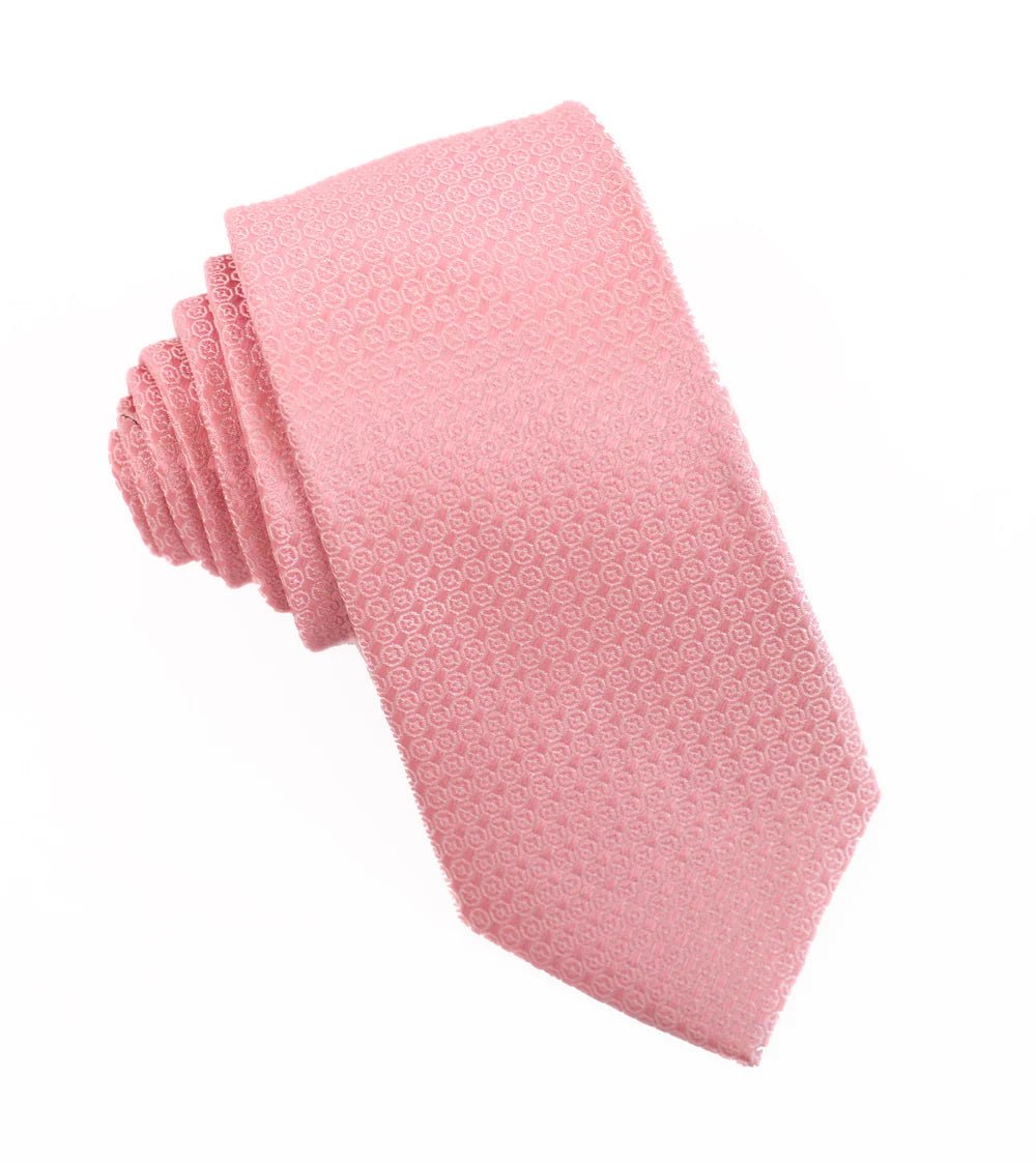 100% Woven Silk Tie Pink Soft Pattern - Tomasso Black