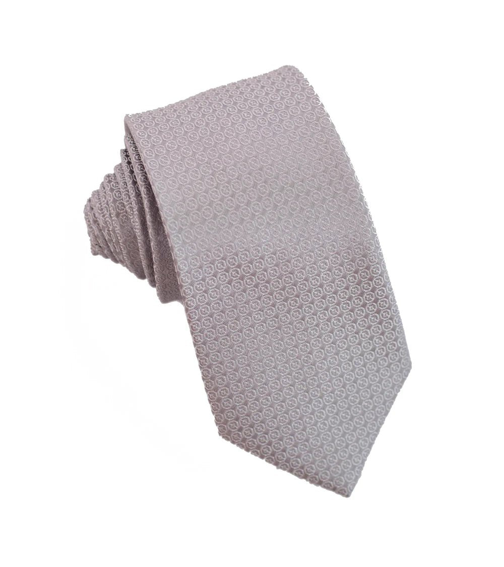 100% Woven Silk Tie Silver Pattern - Tomasso Black