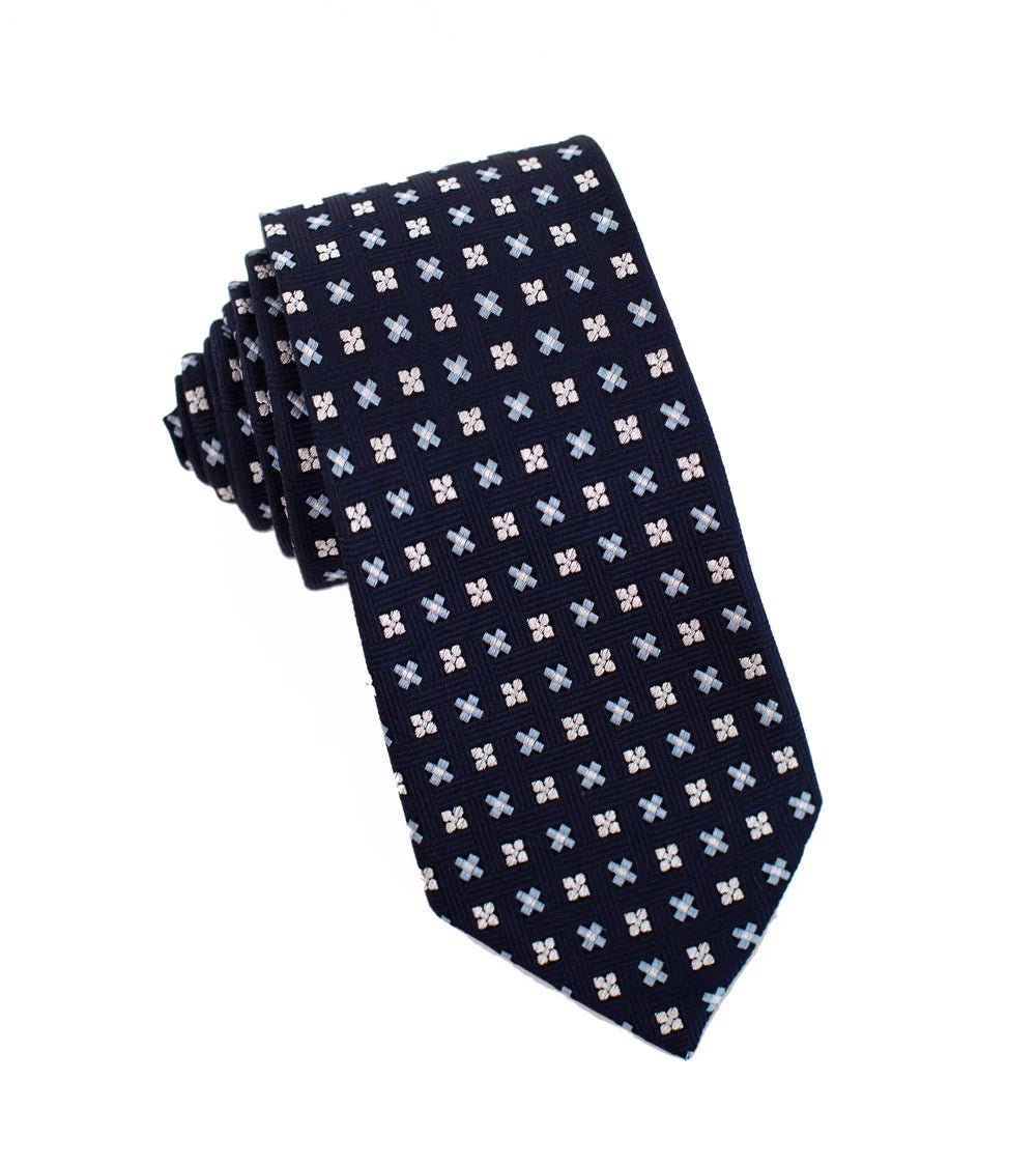 100% Woven Silk Tie X Pattern - Tomasso Black