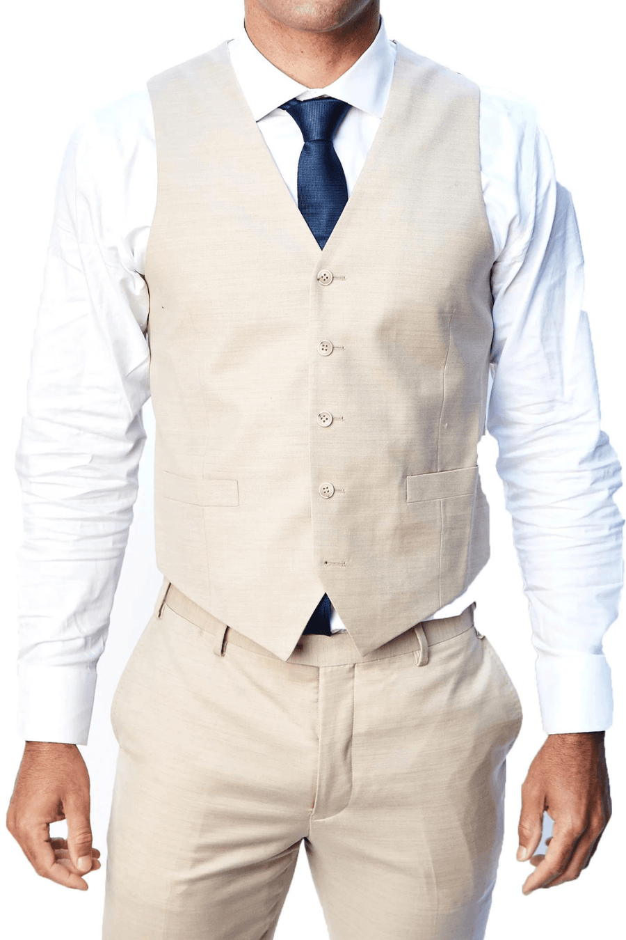 Beige Luxurious Italian Wool Collection Vest - Tomasso Black