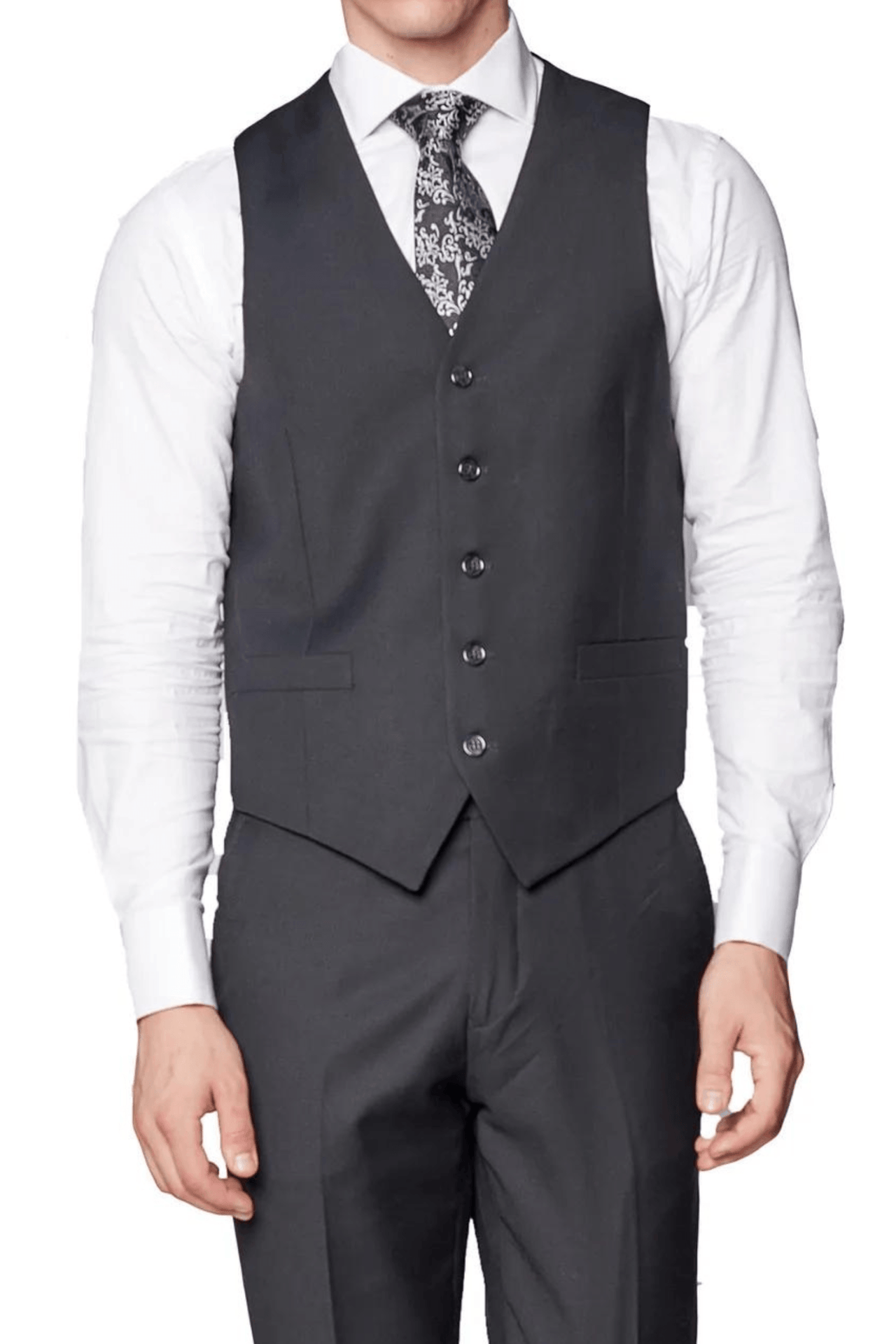 Black Luxurious Italian Wool Collection Vest - Tomasso Black