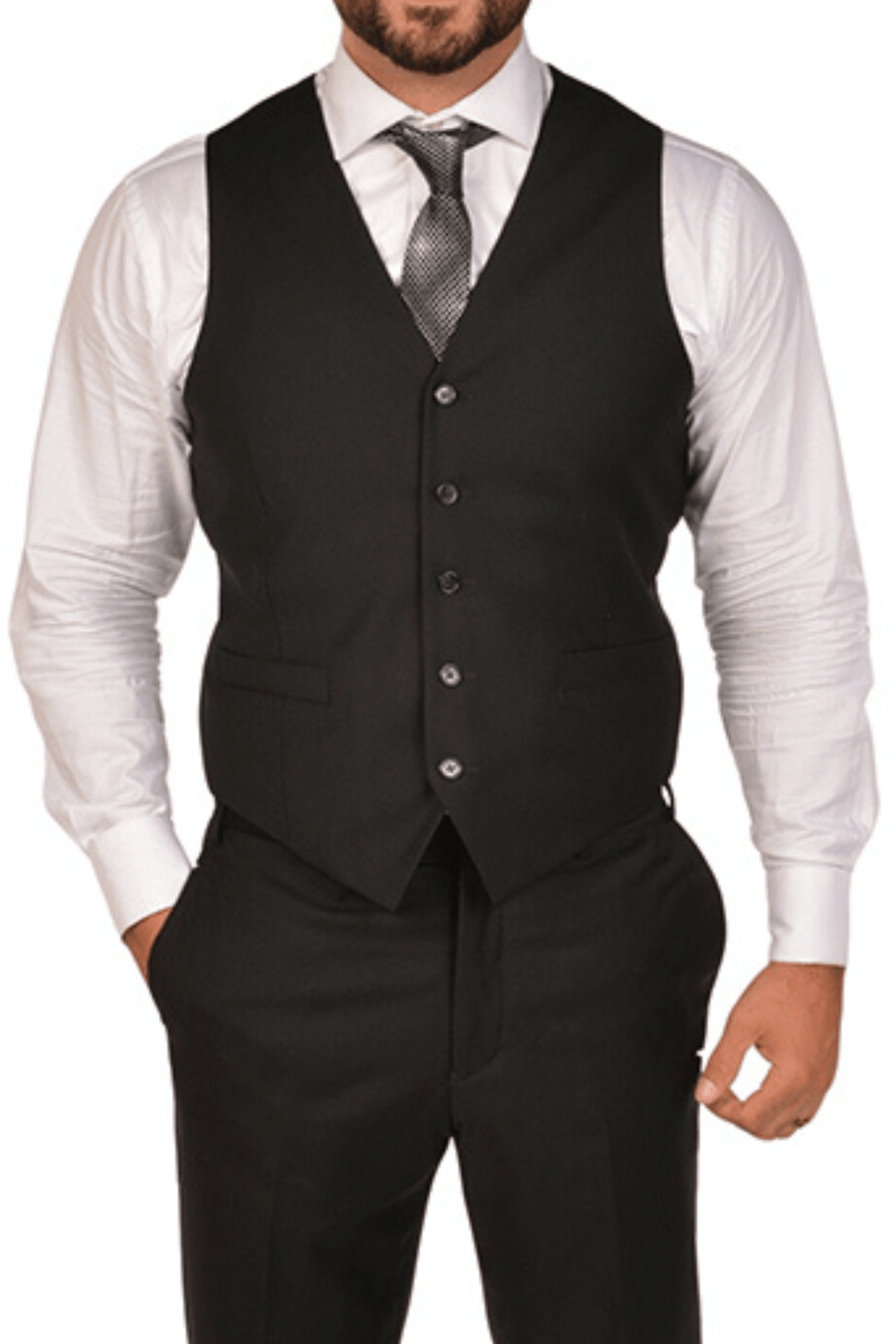 Black Tailor's Stretch Collection Vest - Tomasso Black