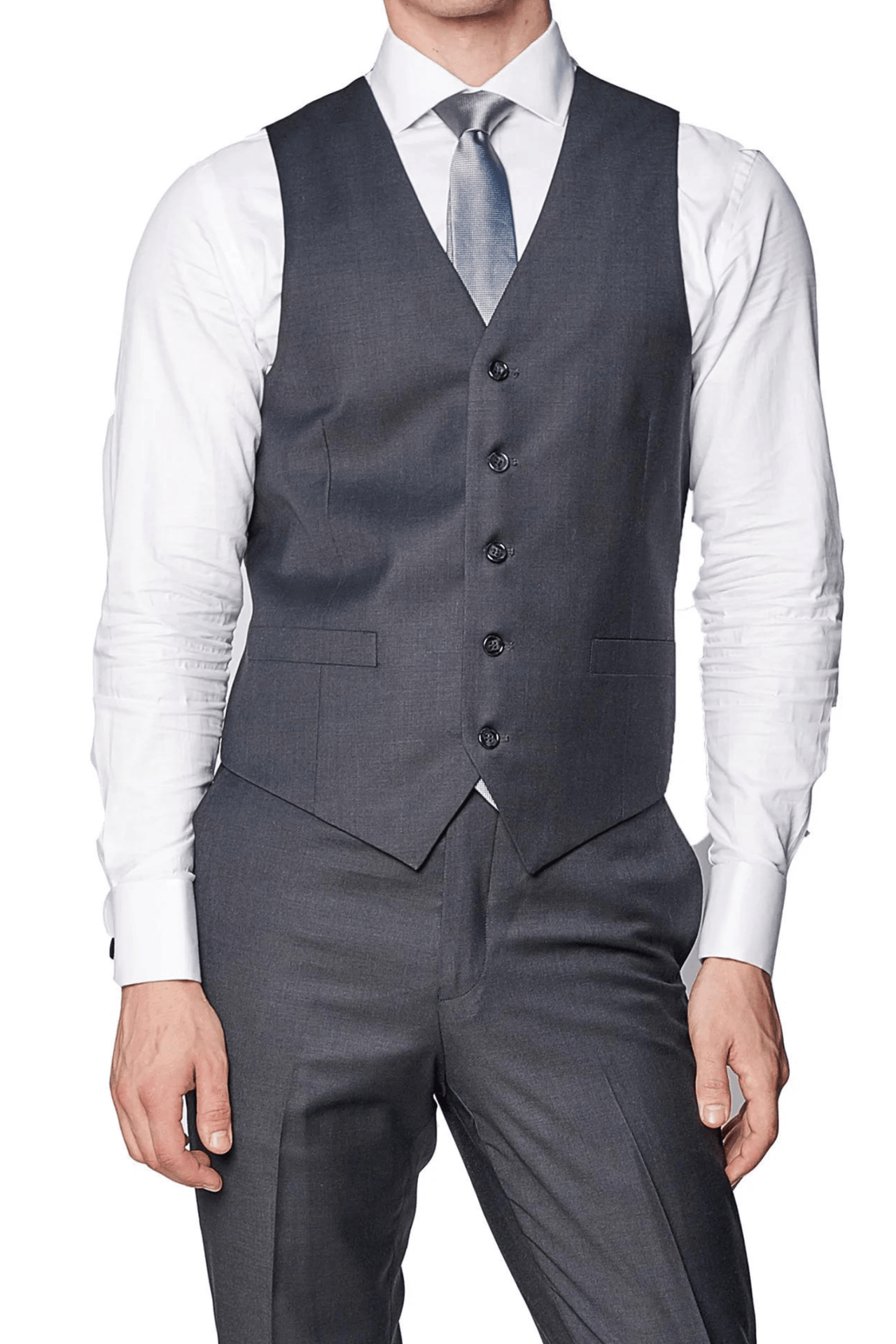 Charcoal Luxurious Italian Wool Collection Vest - Tomasso Black