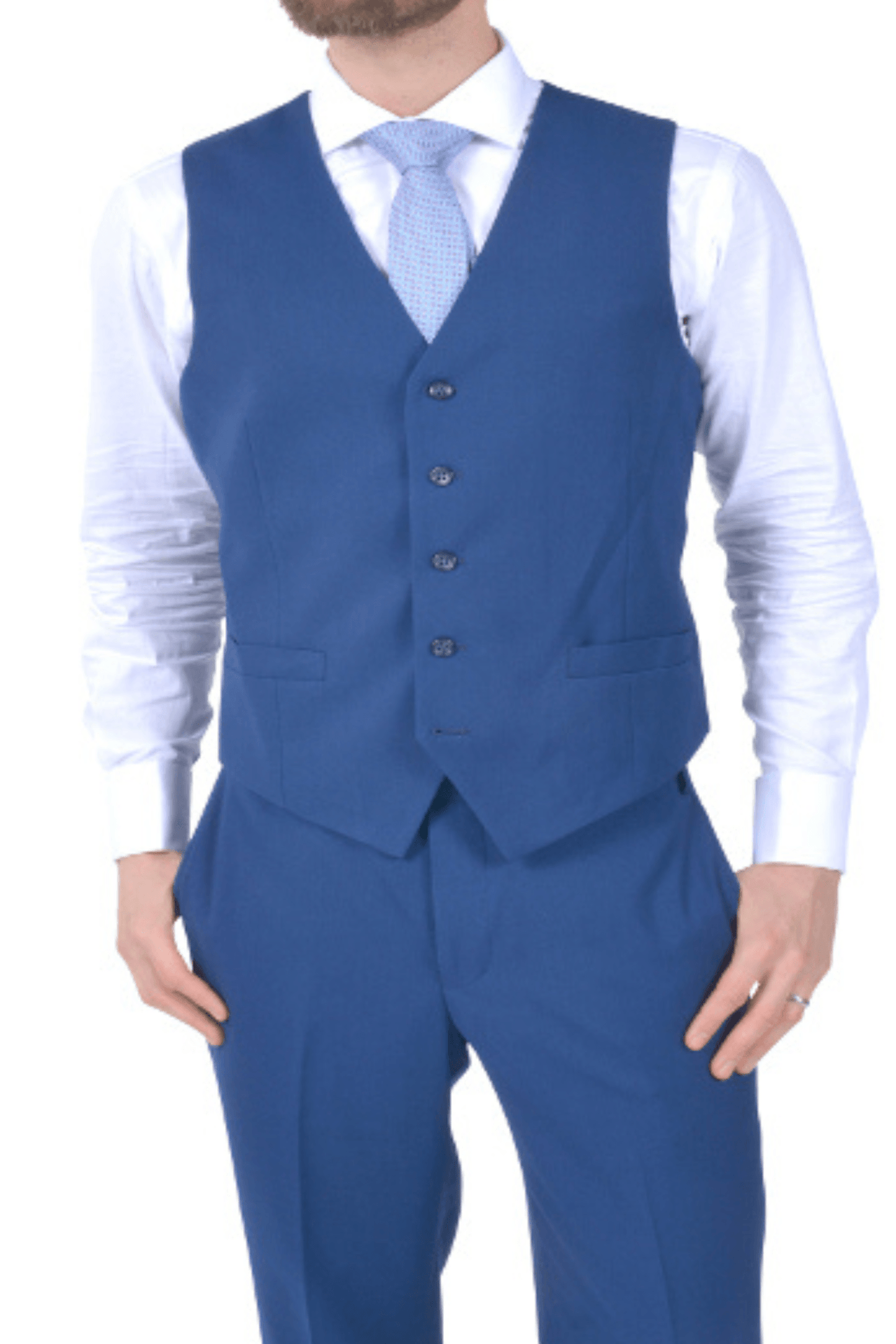 French Blue Tailor's Stretch Collection Vest - Tomasso Black