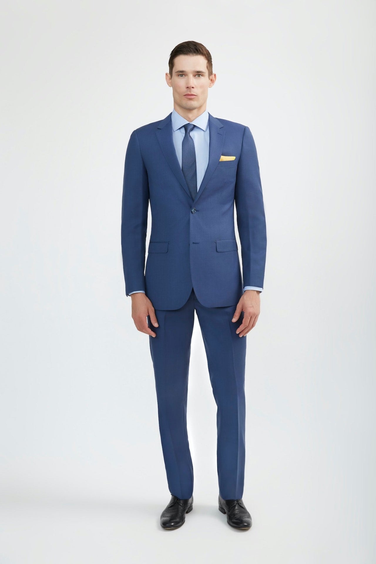Italian Cut Men's Royal Blue Suit - Tomasso Black