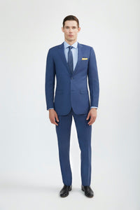 Thumbnail for Italian Cut Men's Royal Blue Suit - Tomasso Black