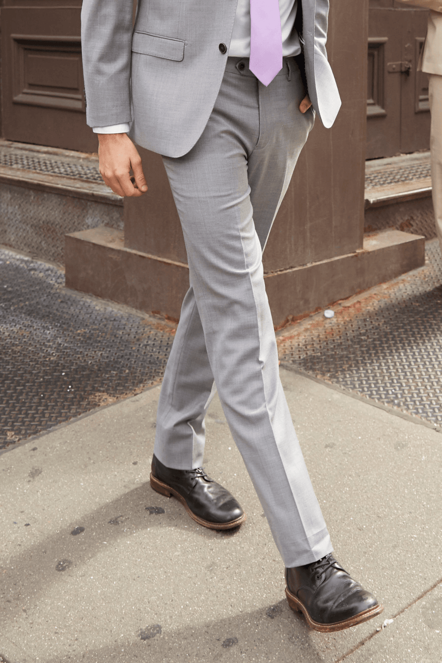 Lite Grey Dress Pant Made From 100% Merino Wool - Tomasso Black