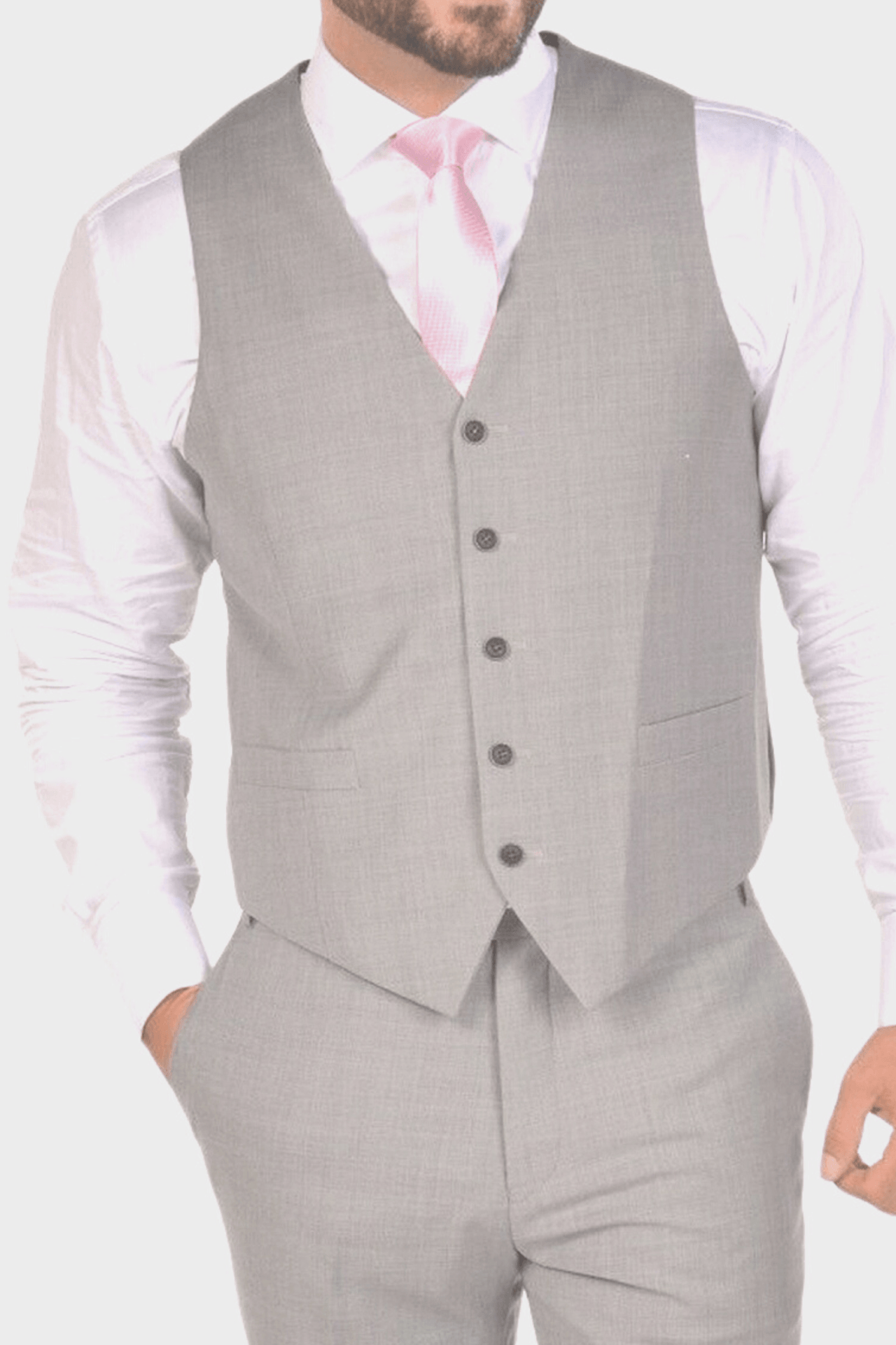 Lite Grey Luxurious Italian Wool Collection Vest - Tomasso Black
