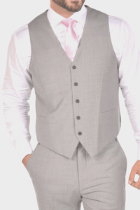 Thumbnail for Lite Grey Luxurious Italian Wool Collection Vest - Tomasso Black